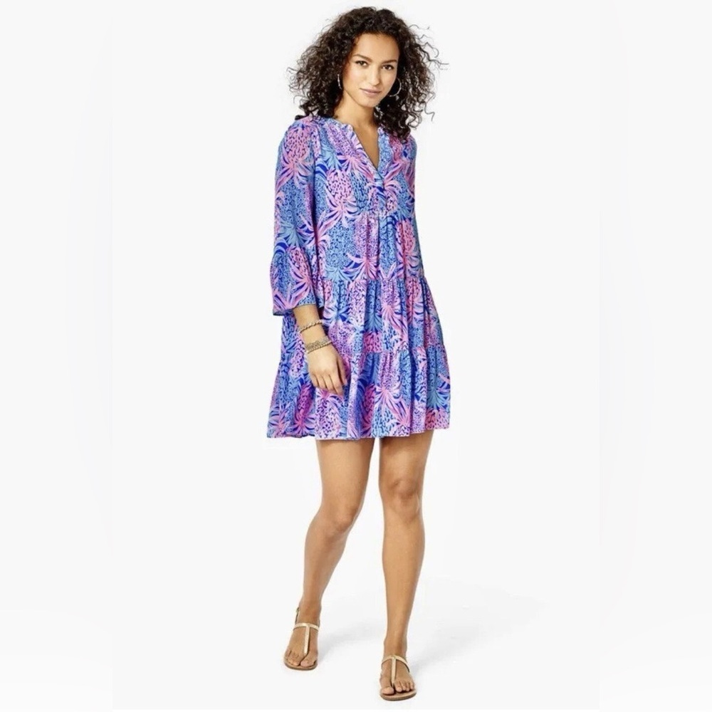 Lilly Pulitzer Long Sleeve Dress in Blue and Pink